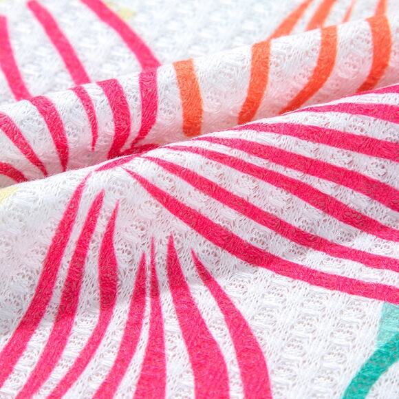 Multicolor Bowknot Printed Waffle Crew Neck Short  Sleeve Top New  M, L, XL - Picture 9 of 10